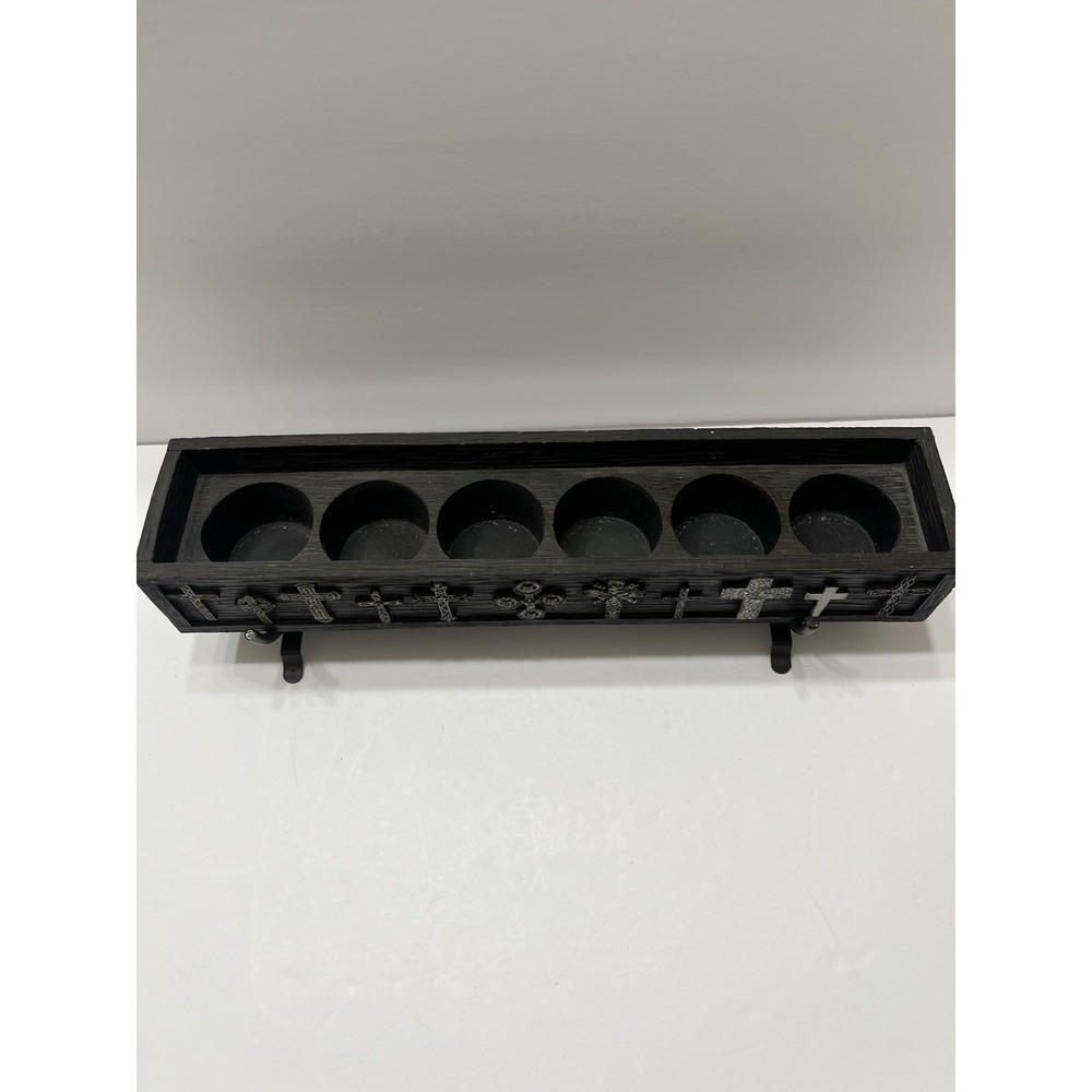 Home Interiors Cross Candle Holder Black Faux Wood Resin Crosses Metal Stand - Picture 5 of 13